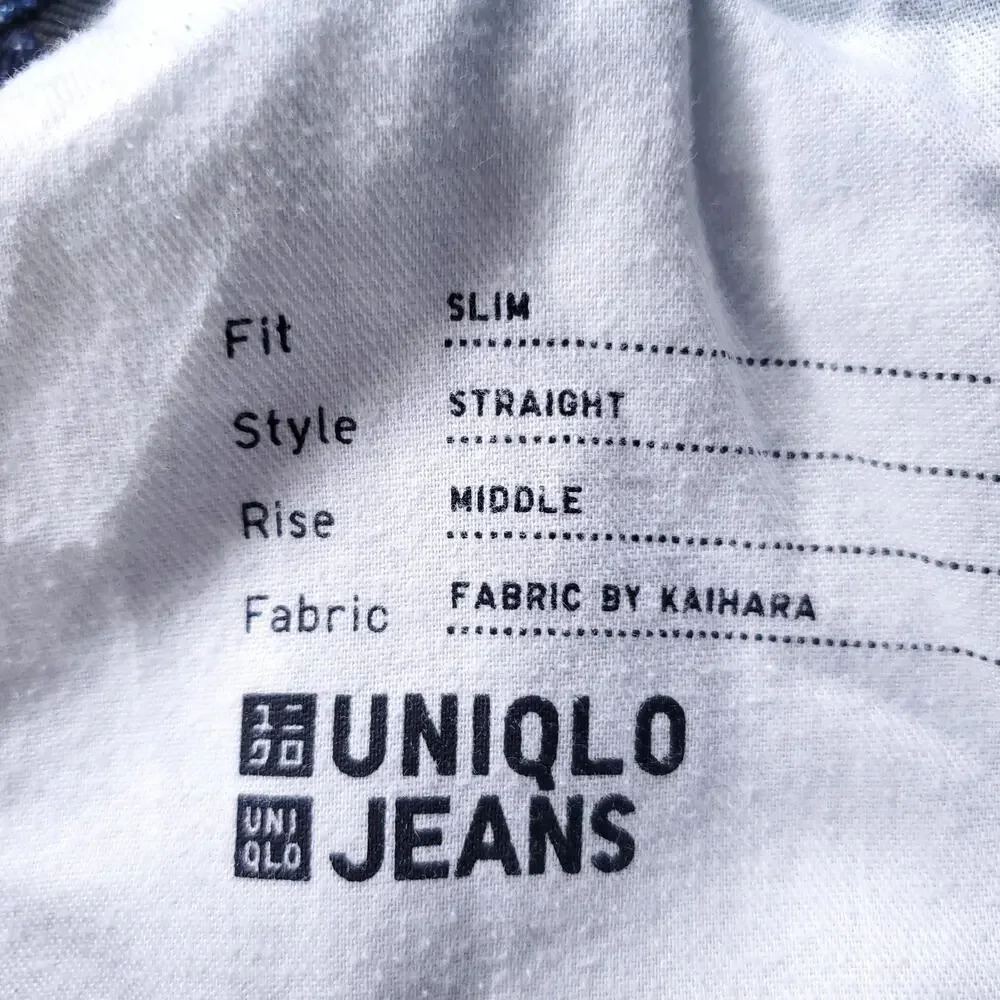 Uniqlo Selvedge Slim Straight Jeans Men 30 Blue 23.5